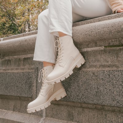 Sam Edelman Garret Combat Platform Boot in Modern Ivory