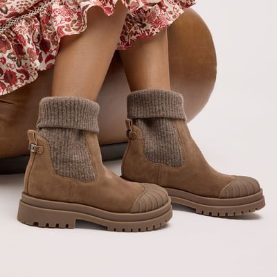 Sam Edelman Steele Knit Chelsea Boot in Sepia Taupe