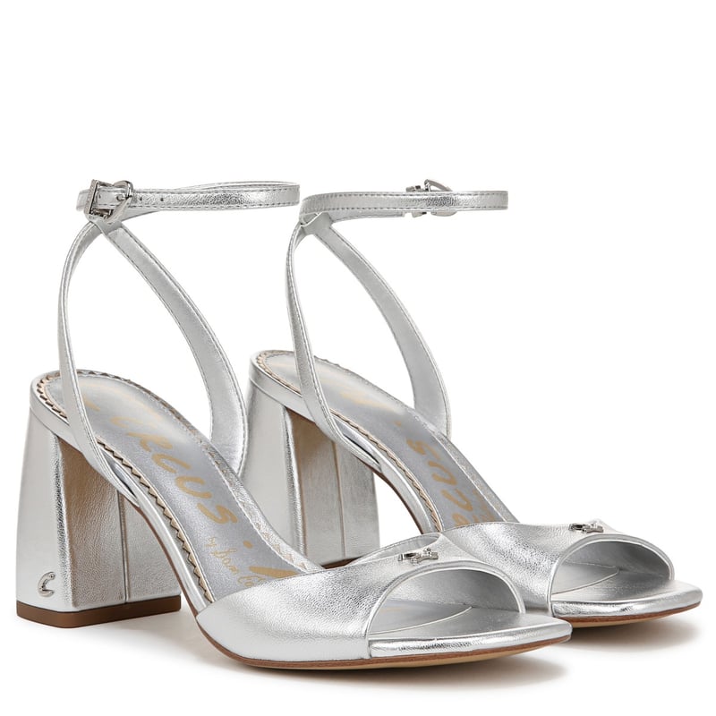 Sam Edelman Sam Edelman Circus NY Aria Block Heel Sandal in Soft Silver Grey Metallic Leather