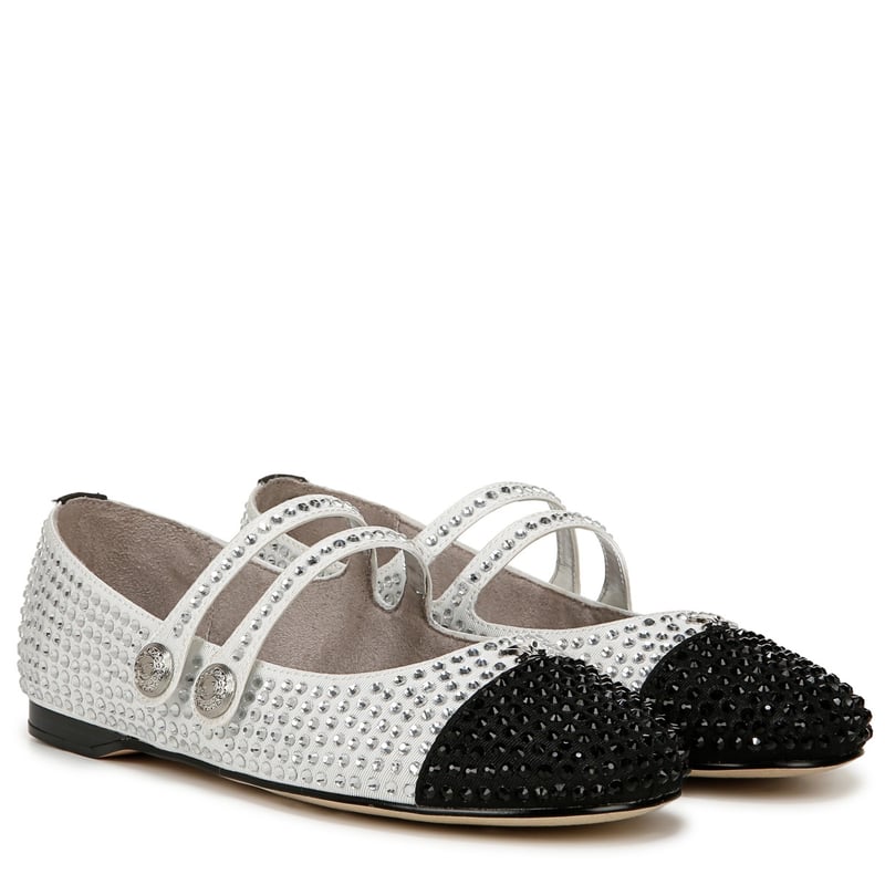 Sam Edelman Sam Edelman Circus NY Zoey Cap Toe Mary Jane in White/Black Fabric