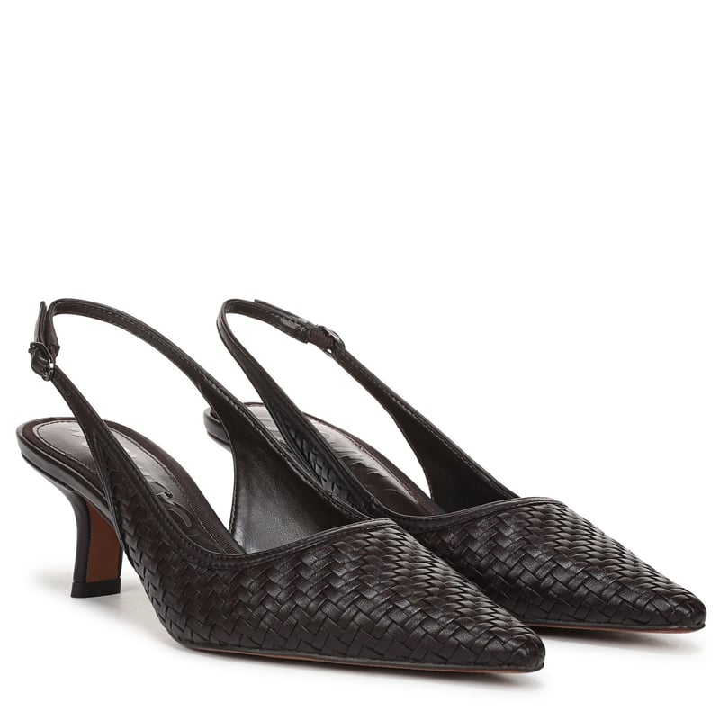 Sam Edelman Sam Edelman Bianka Weave Slingback Pump in Cafe Noir Brown Weave Leather