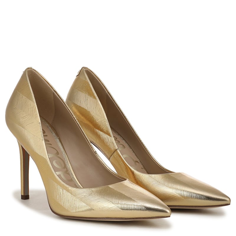 Sam Edelman Hazel Pointed Toe Heel in Amber Yellow Gold Leather