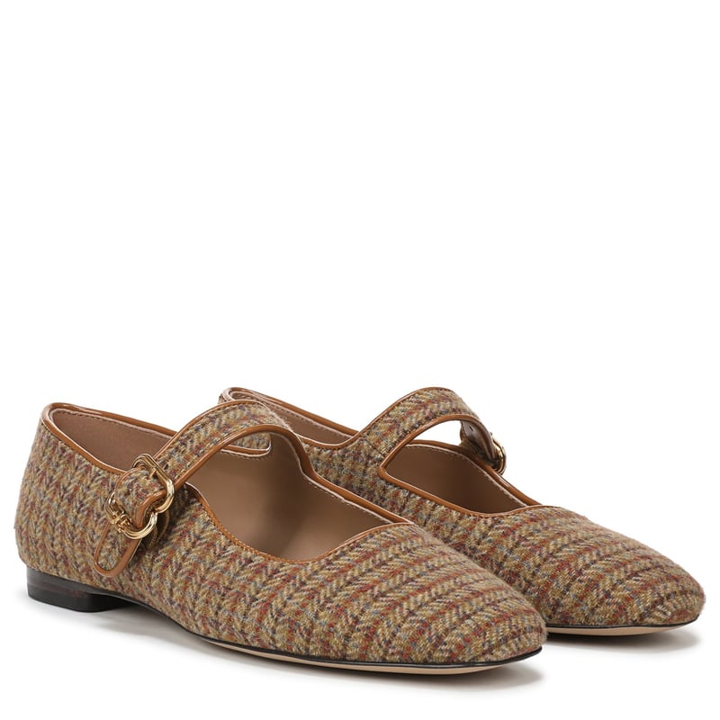 Sam Edelman Sam Edelman Michaela Mary Jane Flat in Honey Brown Multi Tweed Fabric
