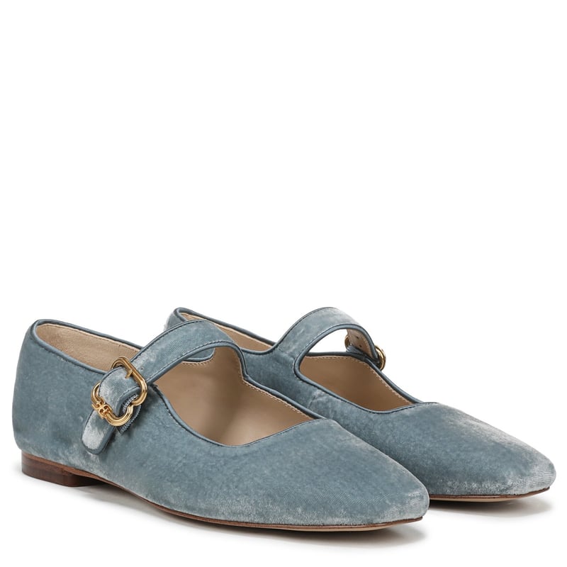 Sam Edelman Michaela Mary Jane Flat in Azure Blue Velvet