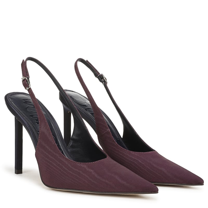 Sam Edelman Tegan Slingback Pump in Midnight Purple Grape Satin Fabric