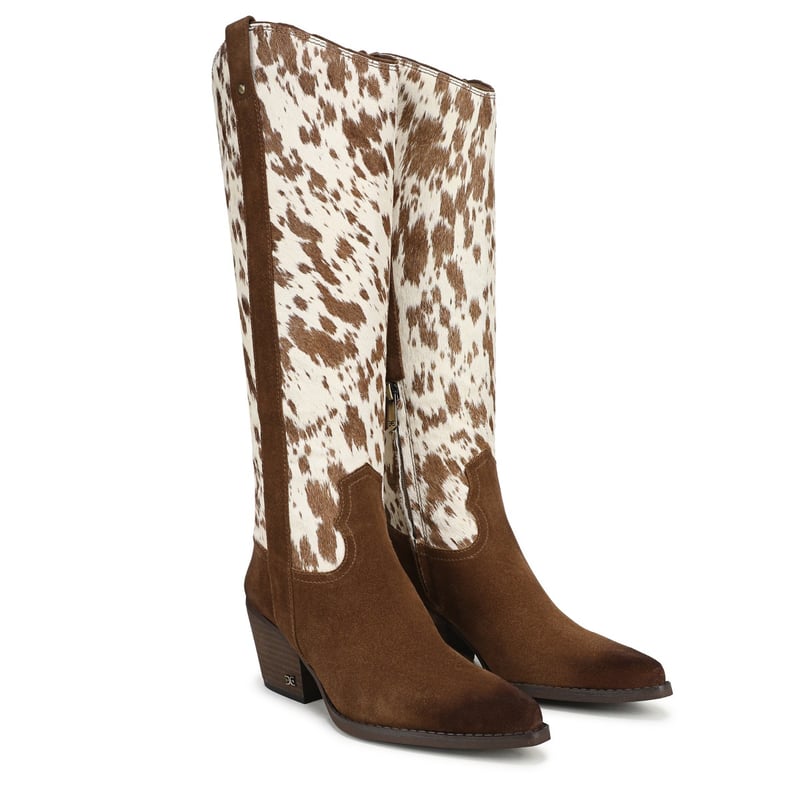 Sam Edelman Sam Edelman Wyatt Knee High Boot in Warm Nutmeg Brown Cow Print Brahma Hair/Suede