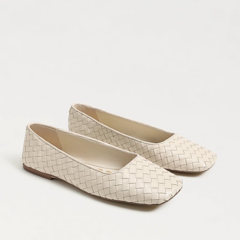 Sam Edelman Natalia Ballet Flat in Modern Ivory White Woven Leather